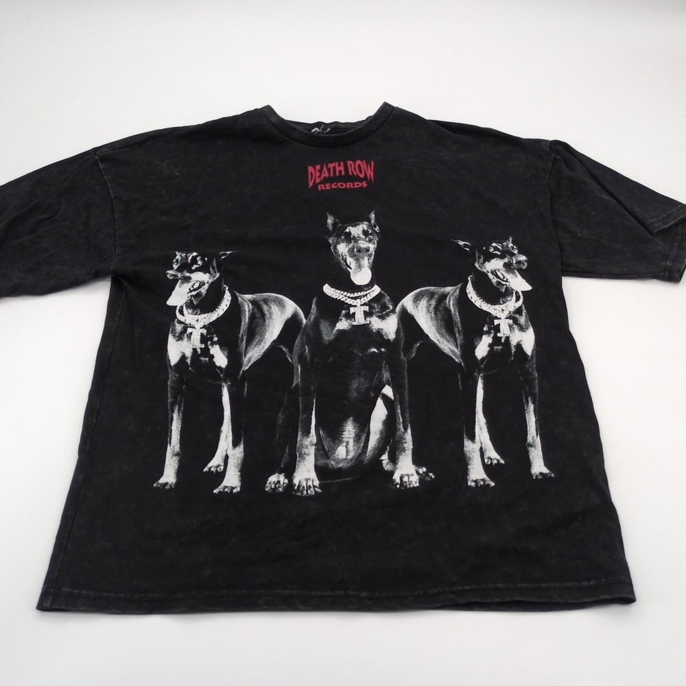 Death Row Records Doberman Graphic T-Shirt Size L Black Mens Hip Hop Streetwear